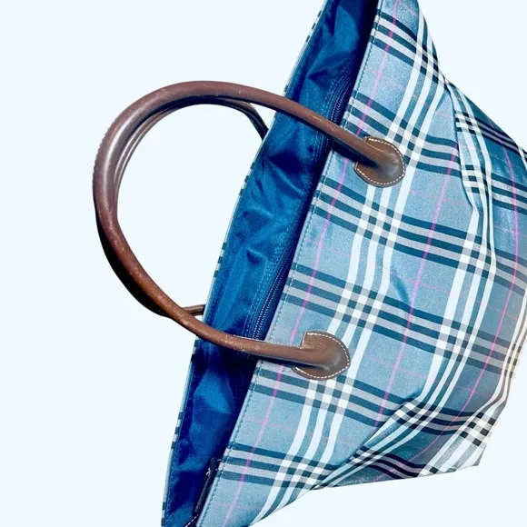 Burberry Blue Label Vintage Plaid Tote Bag – Rare Burberry Japan Line - Picture 14 of 16
